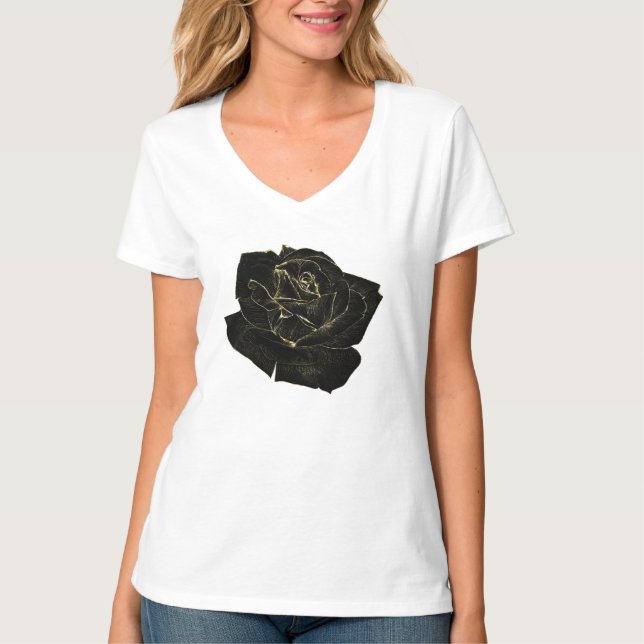 Camiseta Oro Negro Glam Rosa Elegante Clásico Único Gráfico (Anverso)