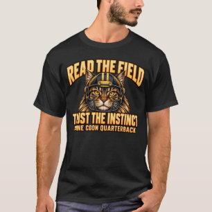 Camiseta Oro Negro Maine Coon Quarterback Fútbol Usa Arte
