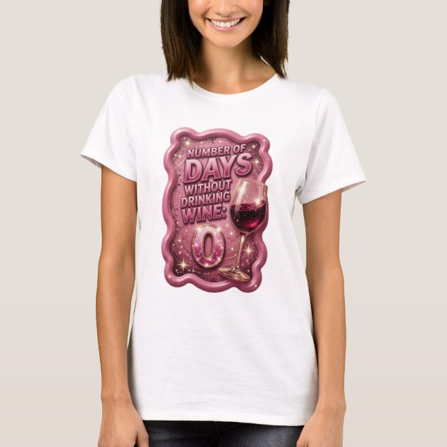 Camiseta Oro NÚMERO DE DÍAS SIN BEBER VINO 0 v2 (Anverso)