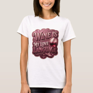 Camiseta Oro que llama la atención EL VINO ES MI LENGUAJE D