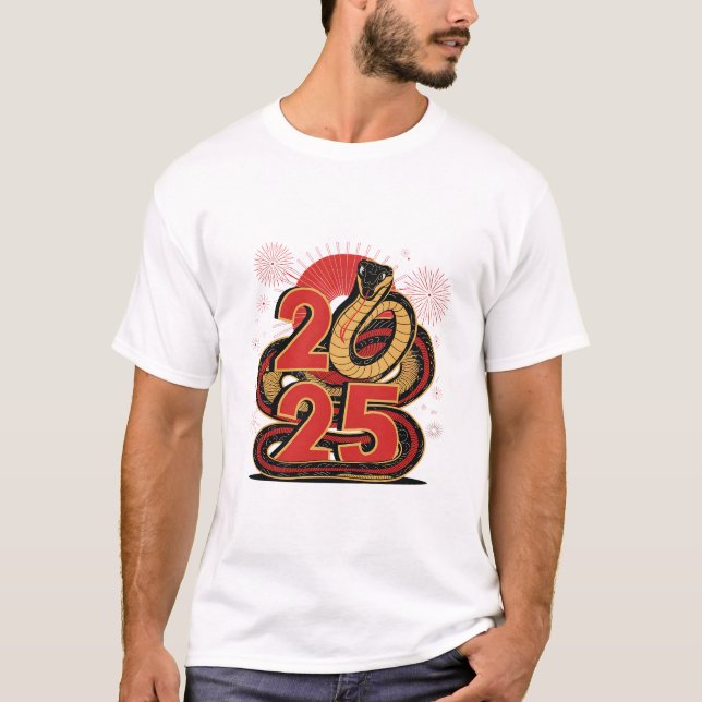 Camiseta Oro rojo chino Feliz Año Nuevo lunar de la serpien (Anverso)