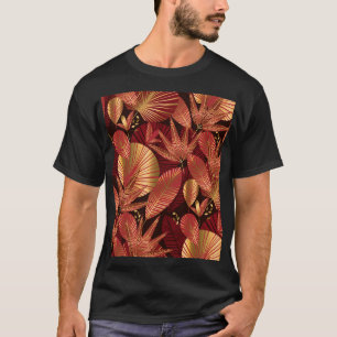 Camiseta Oro Rojo, Patrón Geométrico Tropical.