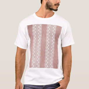 Camiseta Oro rosa metálico, textura de encaje blanquecino.