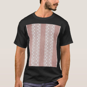 Camiseta Oro rosa metálico, textura de encaje blanquecino.