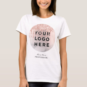 Camiseta Oro Rosa Purpurina de moda goteo de oro