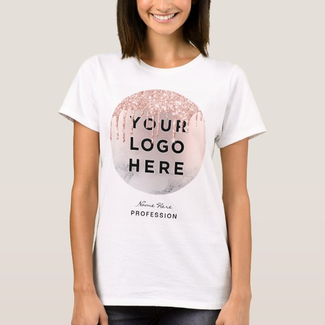 Camiseta Oro Rosa Purpurina de moda goteo de oro (Anverso)