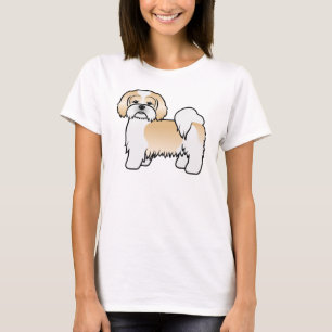 Camiseta Oro Y Blanco Lhasa Apso Cute Cartog Perro