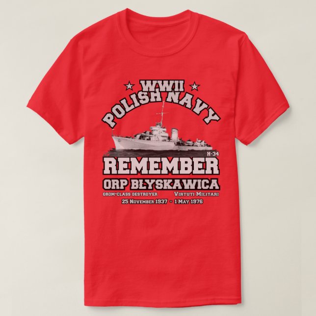 Camiseta ORP Blyskawica H34 Armada polaca (Diseño del anverso)