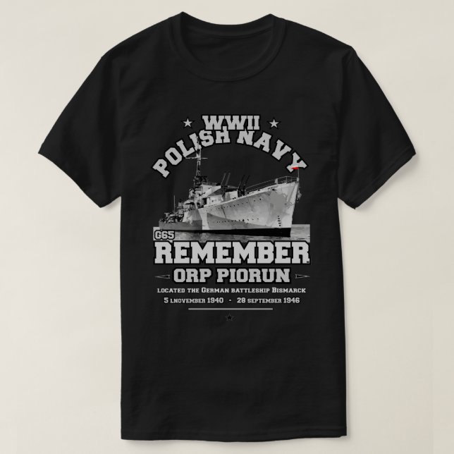 Camiseta ORP PIORUN G65 Navy polaca ww2 (Diseño del anverso)