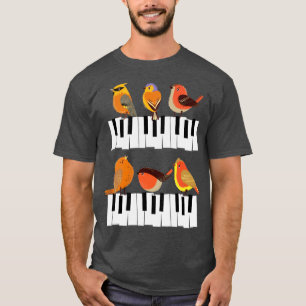 Camiseta Orquesta musical de pájaros Lover Gift Piano