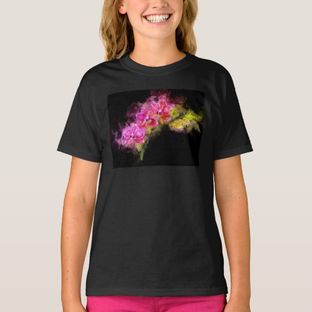 Camiseta Orquídea acuarela - rosa bb 01 (Anverso)