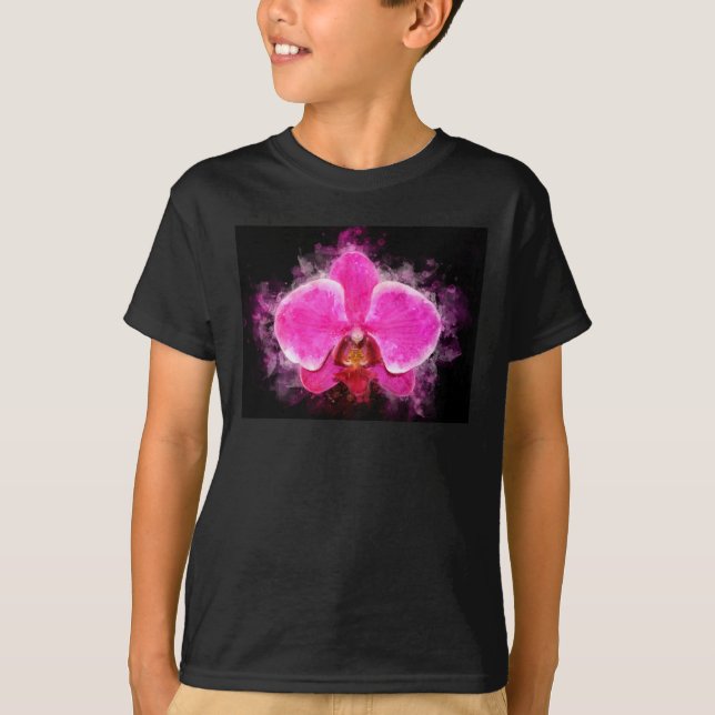 Camiseta Orquídea acuarela - rosa bb 02 (Anverso)
