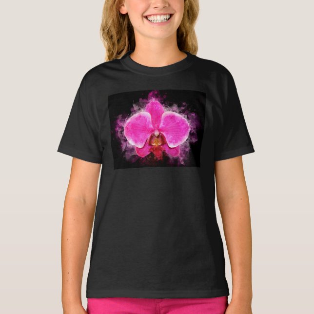 Camiseta Orquídea acuarela - rosa bb 02 (Anverso)