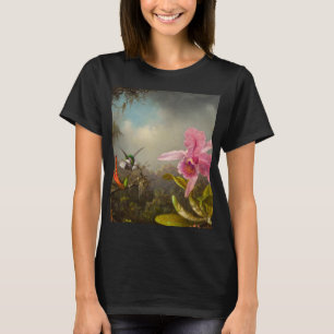 Camiseta Orquídea con dos Hummingbirds Heade