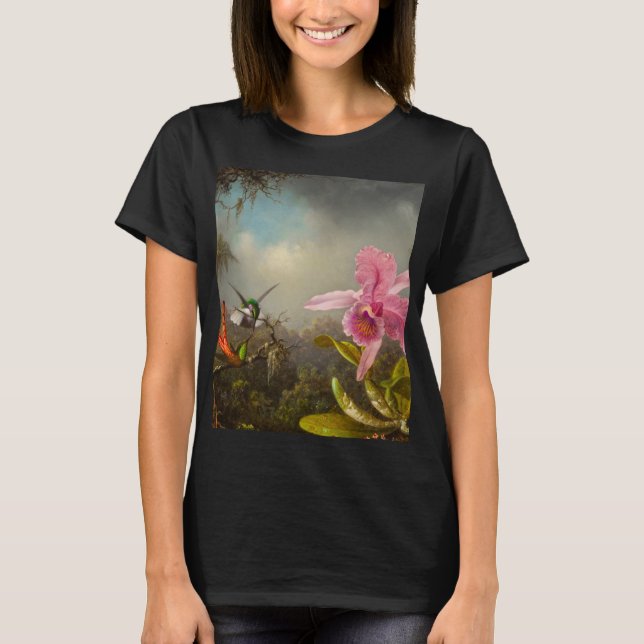 Camiseta Orquídea con dos Hummingbirds Heade (Anverso)
