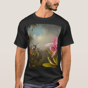 Camiseta Orquídea con dos Hummingbirds Heade