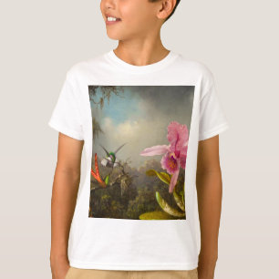 Camiseta Orquídea con dos Hummingbirds Heade