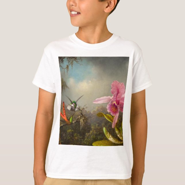 Camiseta Orquídea con dos Hummingbirds Heade (Anverso)