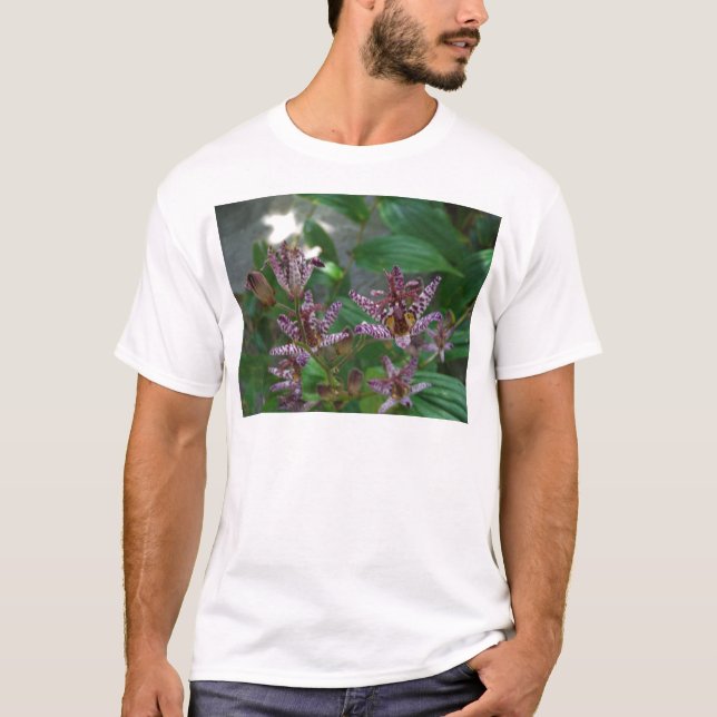 Camiseta Orquídea de rayas blancas púrpura como lilo floral (Anverso)