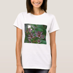 Camiseta Orquídea de rayas blancas púrpura como lilo floral