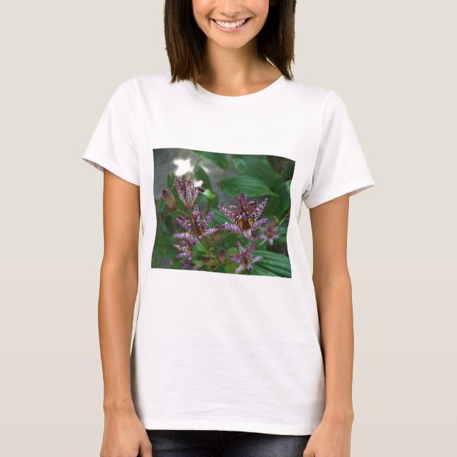 Camiseta Orquídea de rayas blancas púrpura como lilo floral (Anverso)