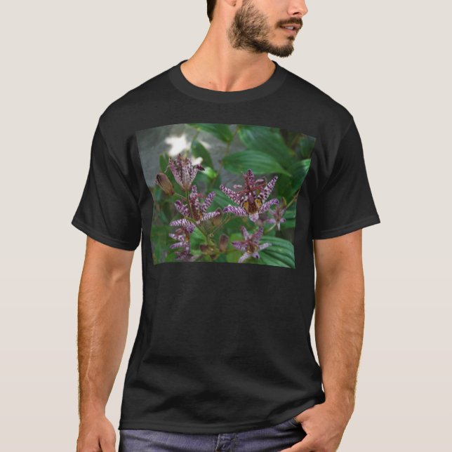 Camiseta Orquídea de rayas blancas púrpura como lilo floral (Anverso)