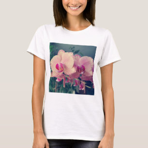 Camiseta Orquídea falaenopsis ppolka punto flores rosadas f