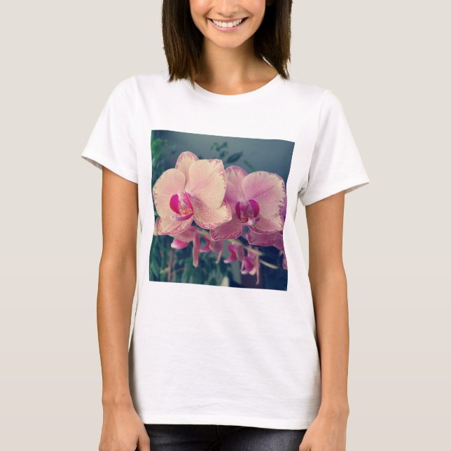 Camiseta Orquídea falaenopsis ppolka punto flores rosadas f (Anverso)