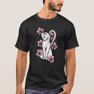 Camiseta Orquídea Gato Blanco Flor