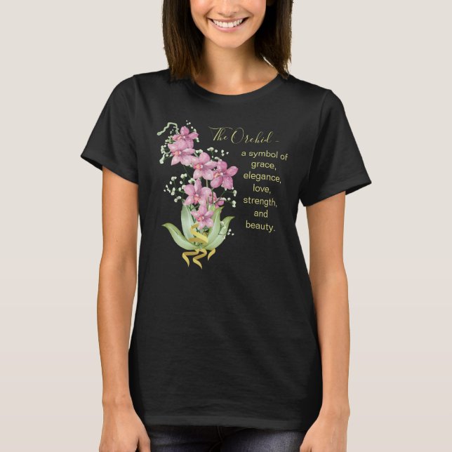 Camiseta Orquídea (negra) (Anverso)