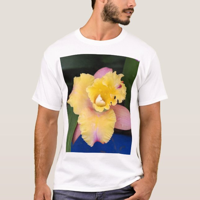 Camiseta Orquídea rosa y amarilla pastel (Anverso)
