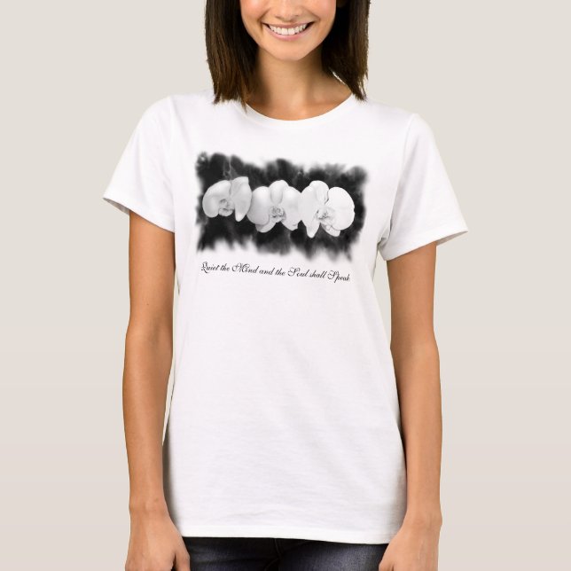 Camiseta orquídeas de acuarela en blanco y negro (Anverso)