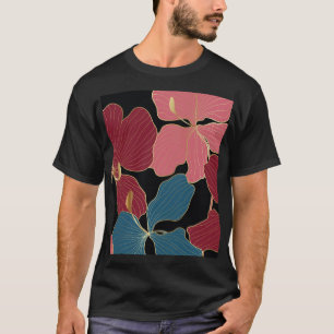 Camiseta Orquídeas de oro, elegantes líneas florales de art