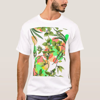 Camiseta Orquídeas verdes: acuarela floral sin costuras.