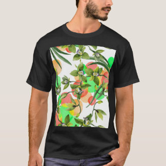 Camiseta Orquídeas verdes: acuarela floral sin costuras.
