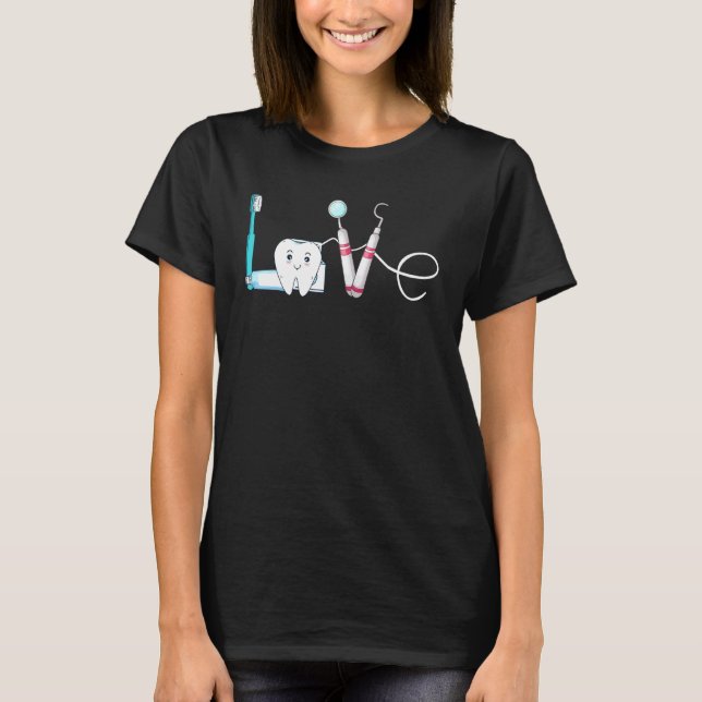 Camiseta Ortodoncia de dientes higienistas de amor dental (Anverso)