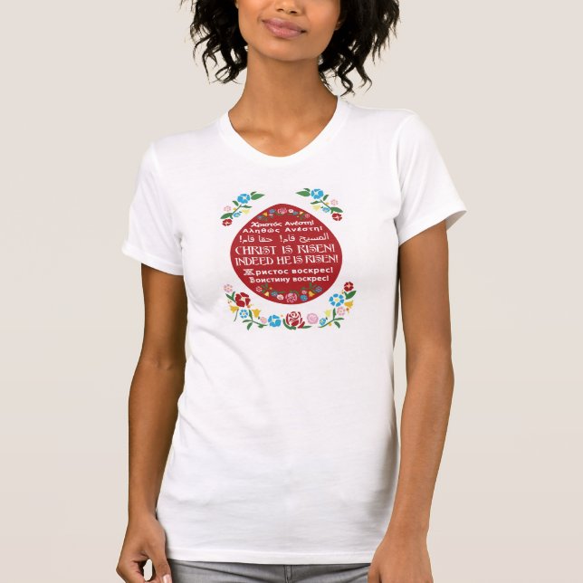Camiseta ortodoxa de Pascua del huevo rojo (suben (Anverso)