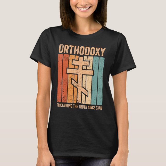 Camiseta Ortodoxia ortodoxa graciosa proclama pecado de ver (Anverso)