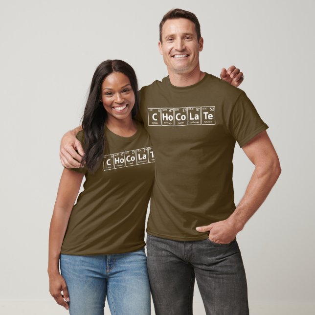 Camiseta Ortografía de elementos de chocolate (C-Ho-Co-La-T (Unisexo)