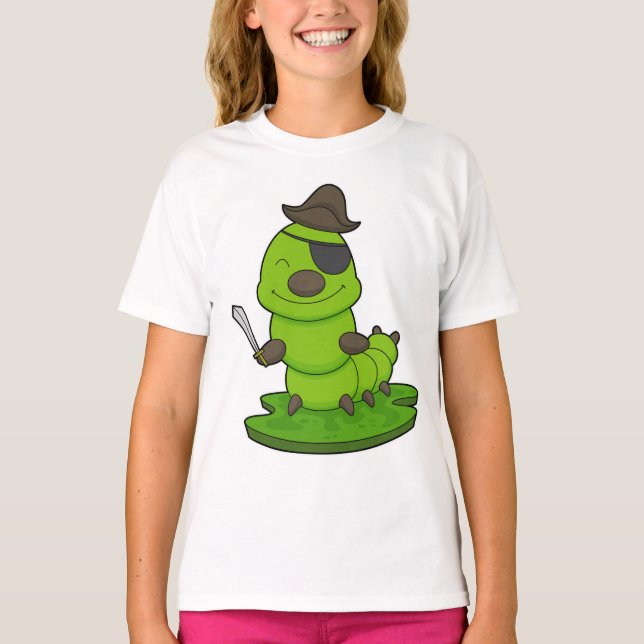Camiseta Oruga como pirata con espada (Anverso)