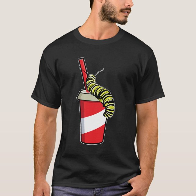 Camiseta oruga con bebida (Anverso)