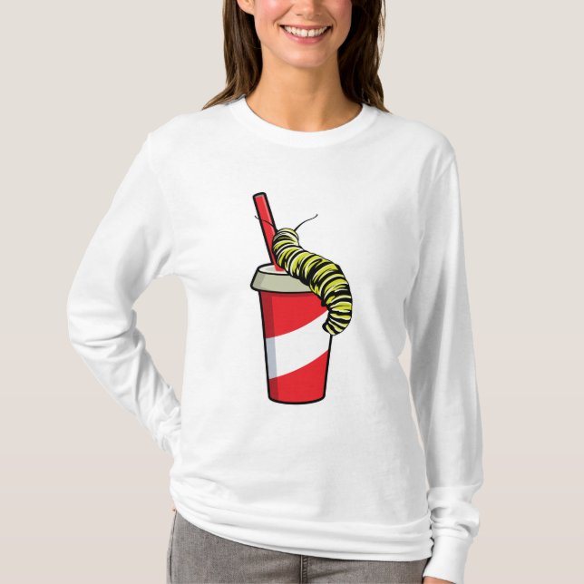 Camiseta oruga con bebida (Anverso)