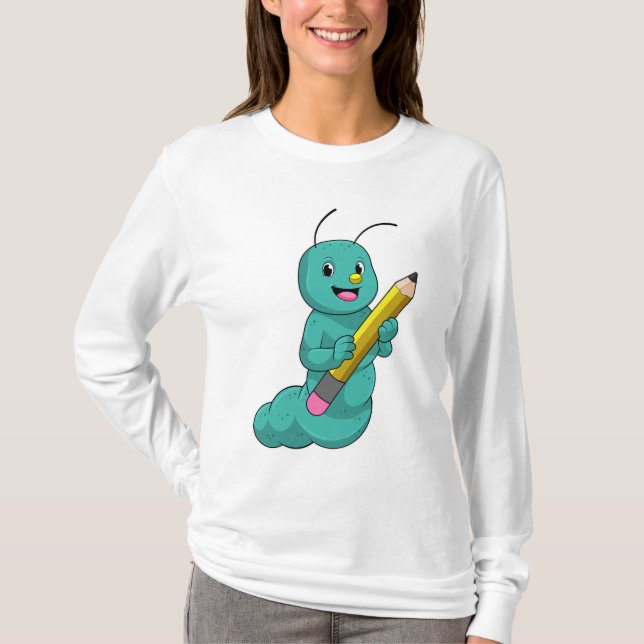 Camiseta oruga con lápiz (Anverso)