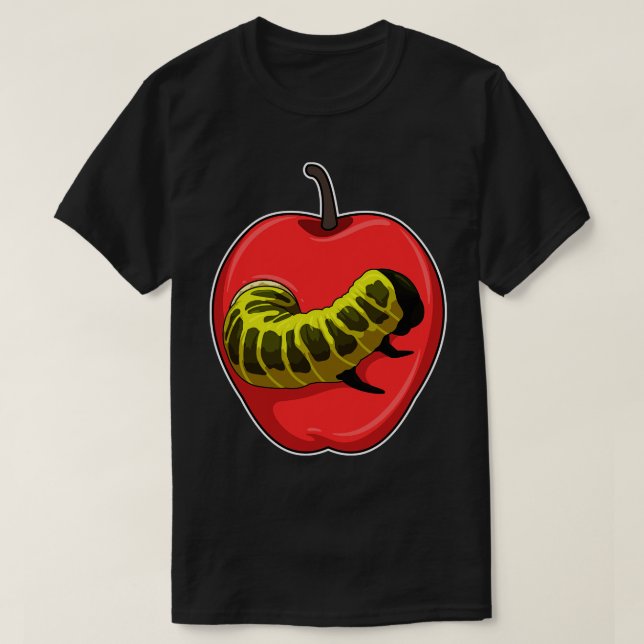 Camiseta oruga con manzana (Diseño del anverso)