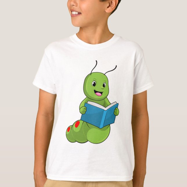 Camiseta Oruga en la lectura con libro (Anverso)