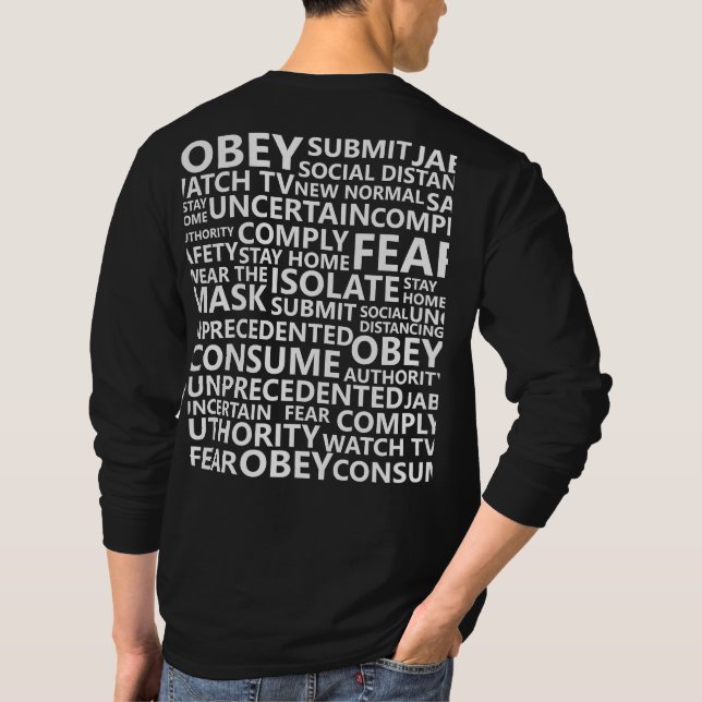 Camiseta Orwell 1984 Distopía Palabra Nube Obey Tyranny (Reverso)