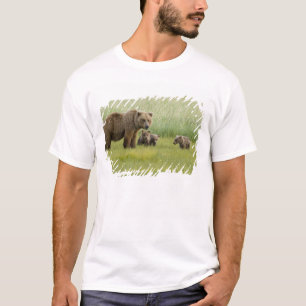 Camiseta Osa de oso pardo de Alaska y tres crías, Ursus