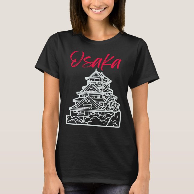 Camiseta Osaka Castle in Japan Sketch Japanese Landmark (Anverso)