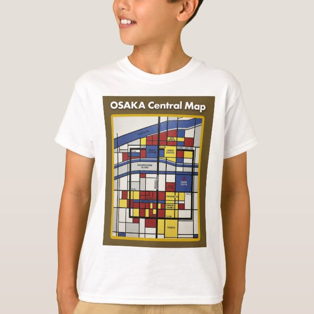Camiseta OSAKA central map Piet Mondrian style (Anverso)