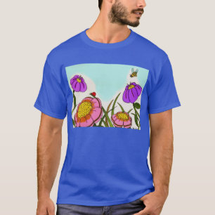 Camiseta oscura adulta del prado de la flor